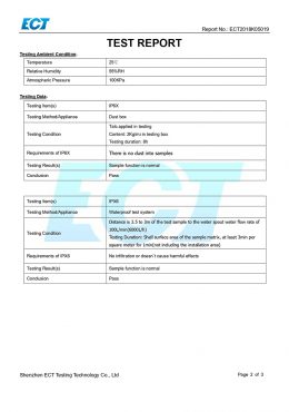 Certifikat TESTIRANJA EK IP66